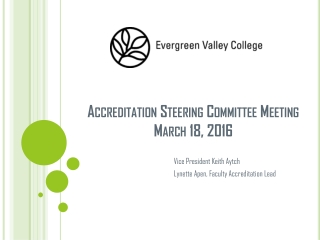 Accreditation Steering Committee Meeting March 18, 2016