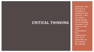 Critical Thinking