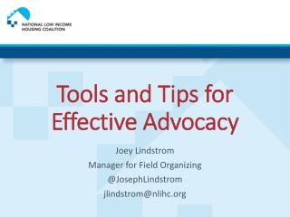 Tools and Tips for Effective Advocacy