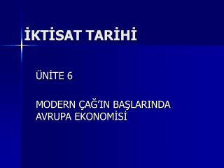 İKTİSAT TARİHİ