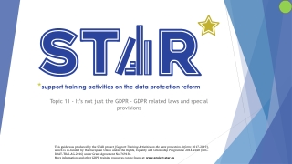 Topic 11 - It’s not just the GDPR - GDPR related laws and special provisions