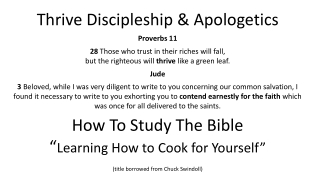 Thrive Discipleship &amp; Apologetics Proverbs 11