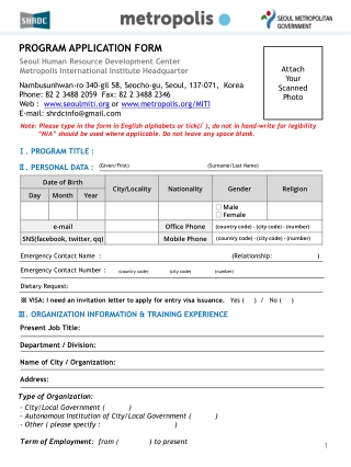 PROGRAM APPLICATION FORM