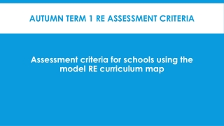 Autumn term 1 RE assessment criteria