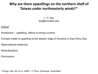 Why are there upwellings on the northern shelf of Taiwan under northeasterly winds? *