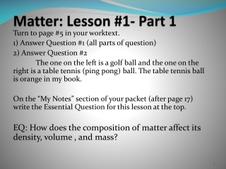 Matter: Lesson #1- Part 1