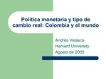 Pol tica monetaria y tipo de cambio real: Colombia y el mundo