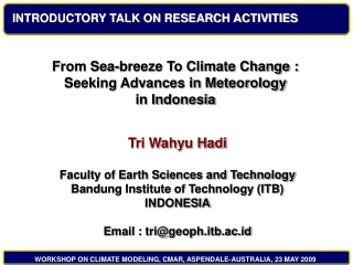 INTRODUCTORY TALK ON RESEARCH ACTIVITIES