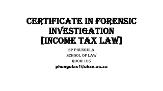CERTIFICATE IN FORENSIC INVESTIGATION [Income tax LAW]