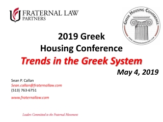 2019 Greek Housing Conference Trends in the Greek System May 4, 2019