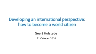 Developing an international perspective: how to become a world citizen