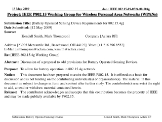 Project: IEEE P802.15 Working Group for Wireless Personal Area Networks (WPANs)