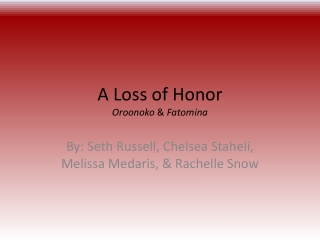 A Loss of Honor Oroonoko &amp; Fatomina