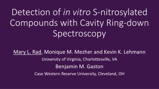 Detection of in vitro S-nitrosylated Compounds with Cavity Ring-down Spectroscopy