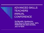 ADVANCED SKILLS TEACHERS ANNUAL CONFERENCE