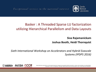Basker : A Threaded Sparse LU factorization utilizing Hierarchical Parallelism and Data Layouts