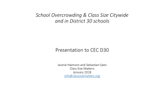 Citywide average HS class sizes stayed the same per class; and remain far above C4E goals