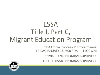 ESSA Title I, Part C, Migrant Education Program
