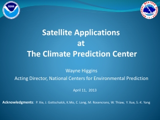 Wayne Higgins Acting Director, National Centers for Environmental Prediction