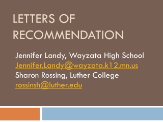 Letters of Recommendation