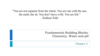 Fundamental Building Blocks: Chemistry, Water and pH