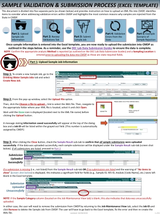 Sample Validation &amp; Submission Process (EXCEL TEMPLATE)