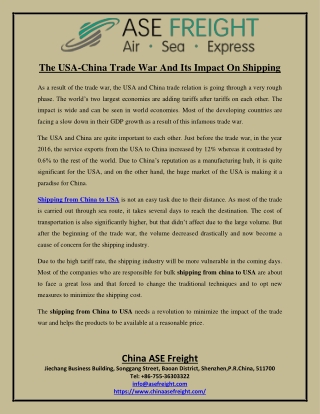 The USA-China Trade War And Its Impact On Shipping