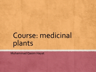 Course: medicinal plants