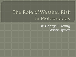 The Role of Weather Risk in Meteorology