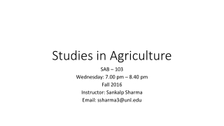 Studies in Agriculture