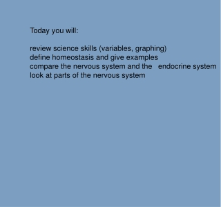 Today you will: review science skills (variables, graphing) define homeostasis and give examples