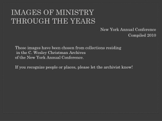 Images of Ministry through the years