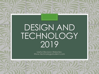 Design and Technology 2019
