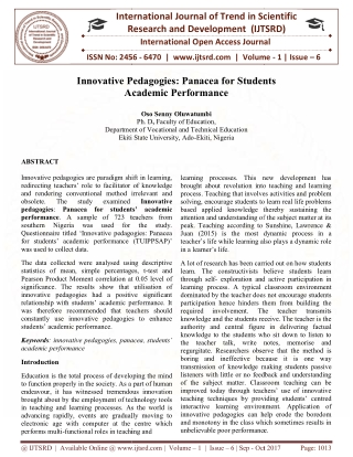 Innovative Pedagogies Panacea for Students Academic Performance