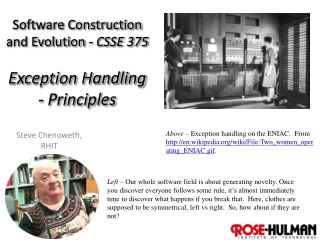 Software Construction and Evolution - CSSE 375 Exception Handling - Principles