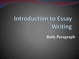 Introduction to Essay Writing