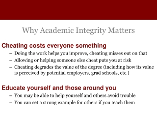 Why Academic Integrity Matters