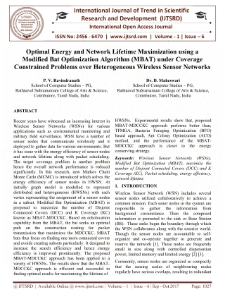 Optimal Energy and Network Lifetime Maximization using a Modified Bat Optimization Algorithm MBAT under Coverage Constra