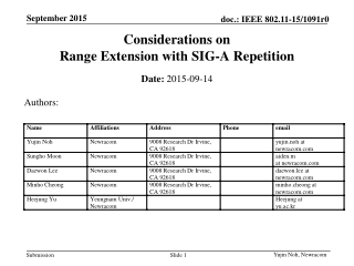 Considerations on Range Extension with SIG-A Repetition