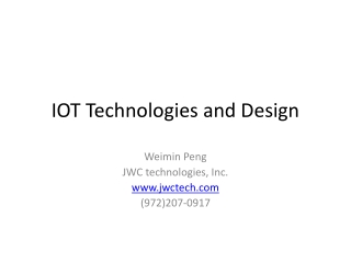 IOT Technologies and Design