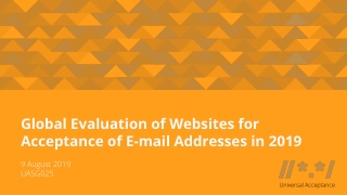 Global Evaluation of Websites for Acceptance of E-mail Addresses in 2019