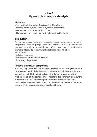 Lecture 6 Hydraulic circuit design and analysis Objectives