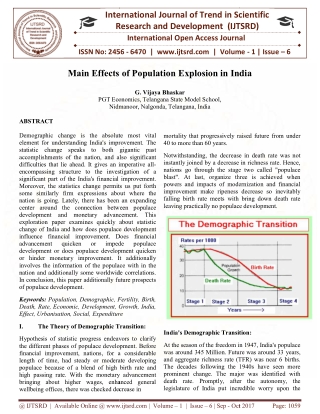 Main Effects of Population Explosion in India