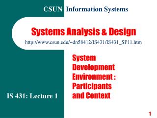 Systems Analysis & Design