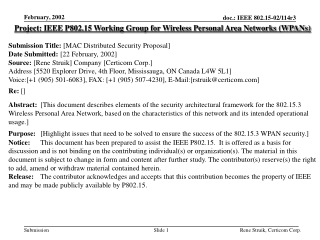 Project: IEEE P802.15 Working Group for Wireless Personal Area Networks (WPANs)