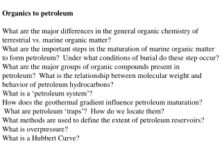 Organics to petroleum