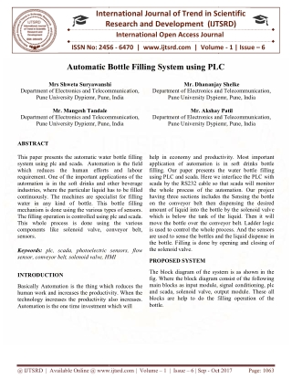 Automatic Bottle Filling System using PLC