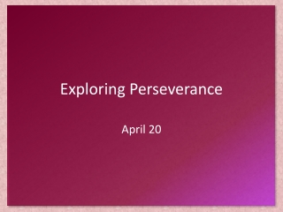 Exploring Perseverance