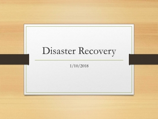 Disaster Recovery