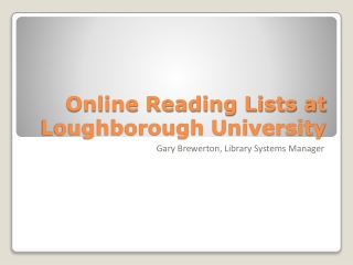 Online Reading Lists at Loughborough University